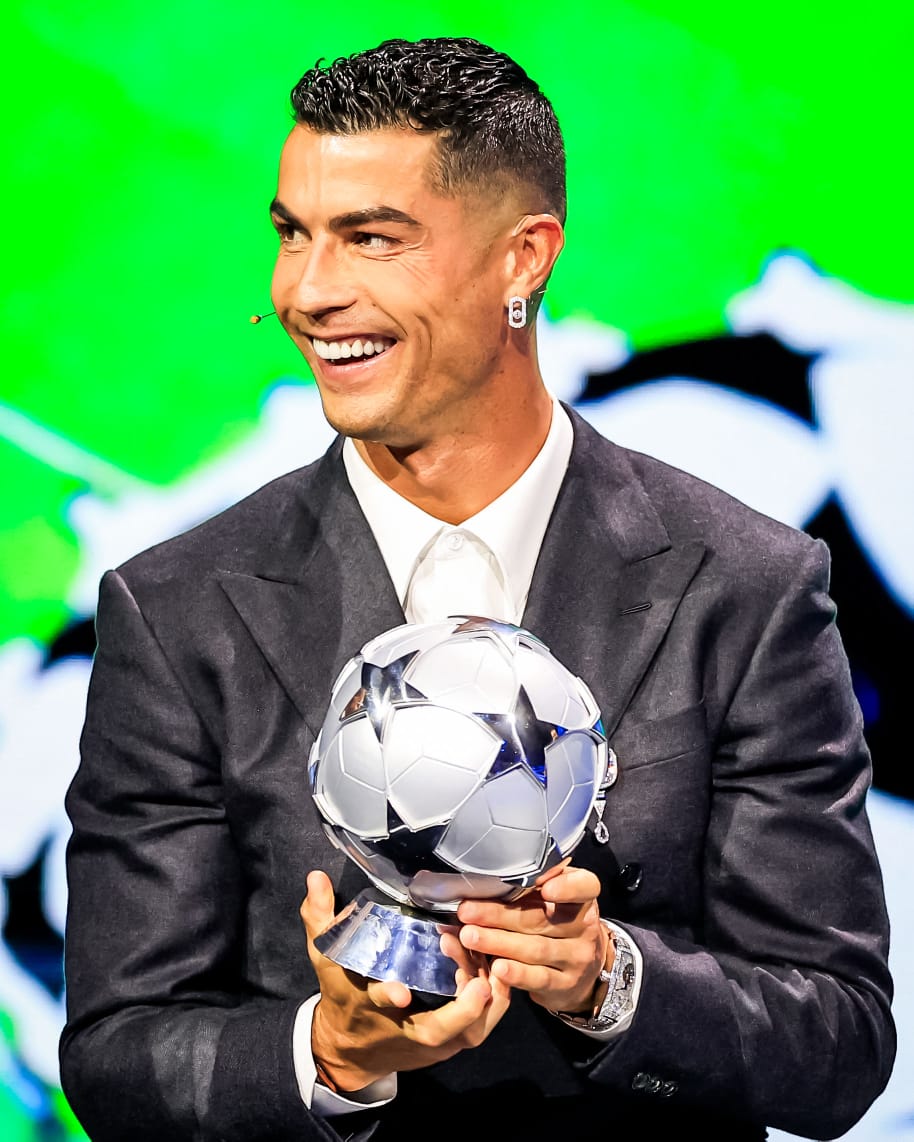 UCL Draw:Cristiano Ronaldo Honoured for Outstanding goal scoring In the UEFA Champions League.